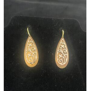 Vintage Goldtone & Silvertone Filigree Teardrop Earrings